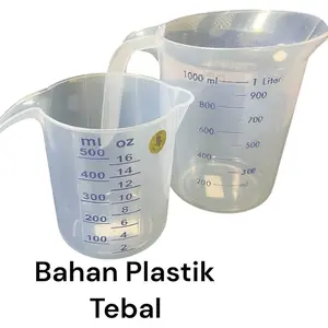 Gelas Ukur 500 ml dan 1 Liter Plastik Tebal - Kitchenware
