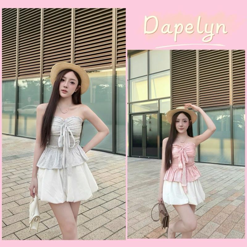 Áo quây có nơ tiểu thư – Thiết kế hở lưng, buộc nơ dễ thương, viền bèo nhún xinh xắn, Dáng ôm tôn dáng (có Bigsize)