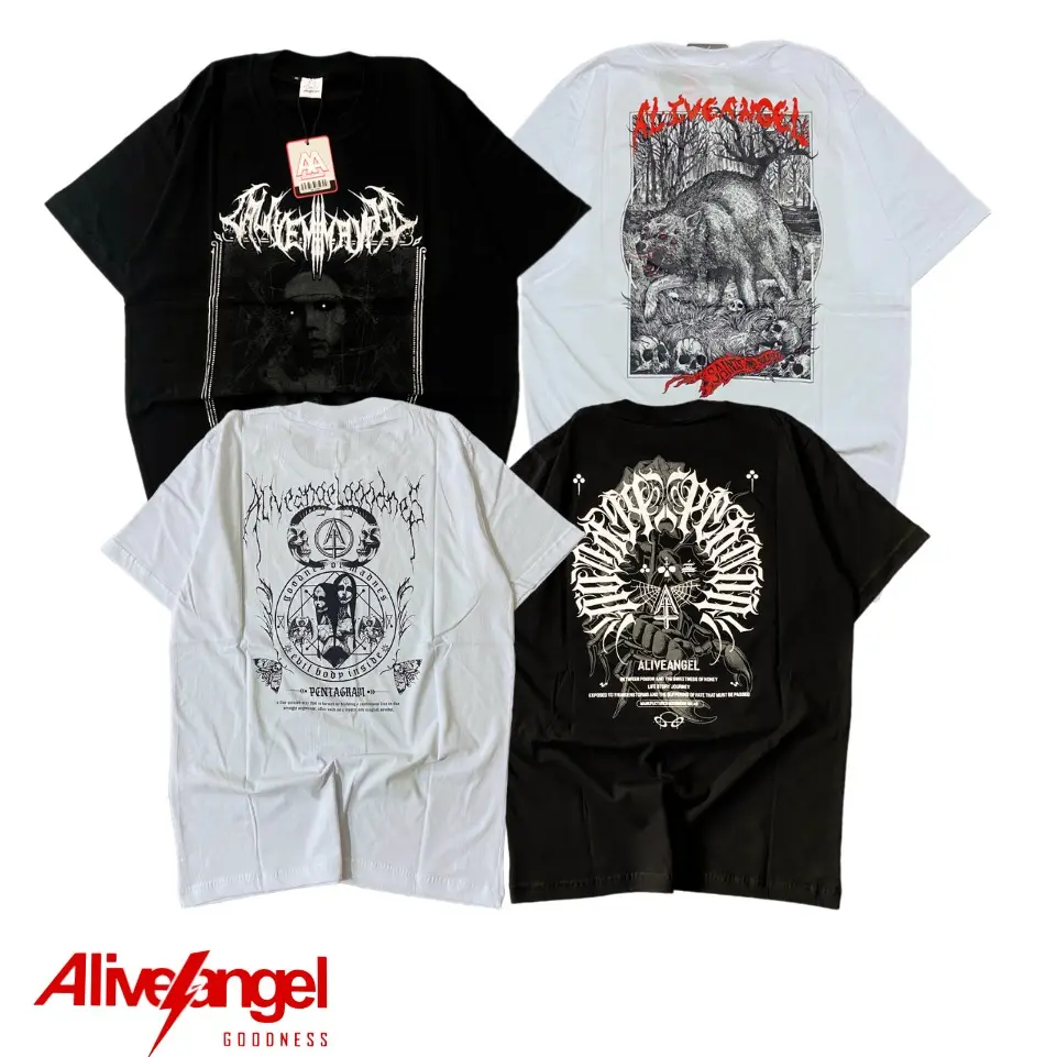 PROMO beli ( 1 paket dapat 4 ) t-shirt metal unisex baju kaos distro pria wanita katun combed 30s sablon platisol lengan pendek full tag & lebel
