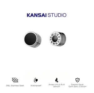 KANSAI-Desain angka Romawi, anting magnet sederhana, anting paduan titanium unisex, cocok sebagai hadiah