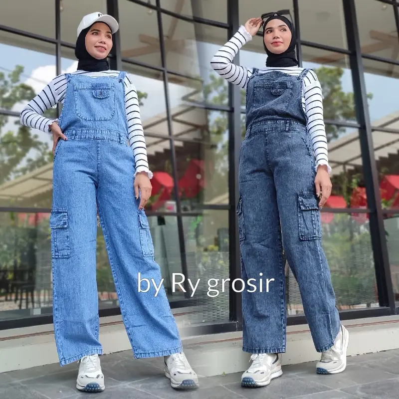 Jamsuit Overall Wanita Bahan Katun Twill Polos Panjang Dan Jamsuit jeans 5