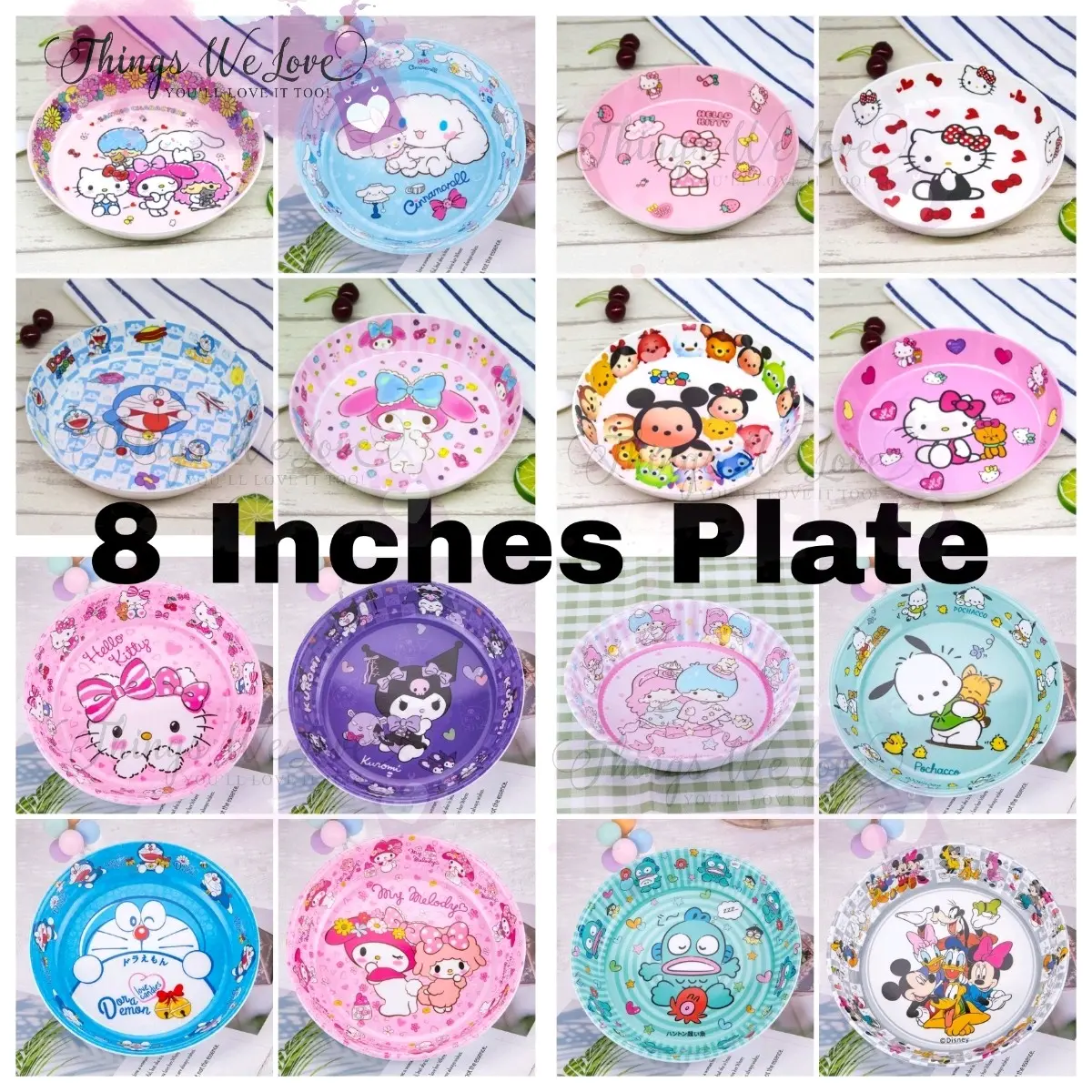 [SG] [FREE SHIP] Baby Kids Children 20.5cm 8 Inches Dinner Plate Melamine Deep Dish Bowl Childrens Day Gift Christmas