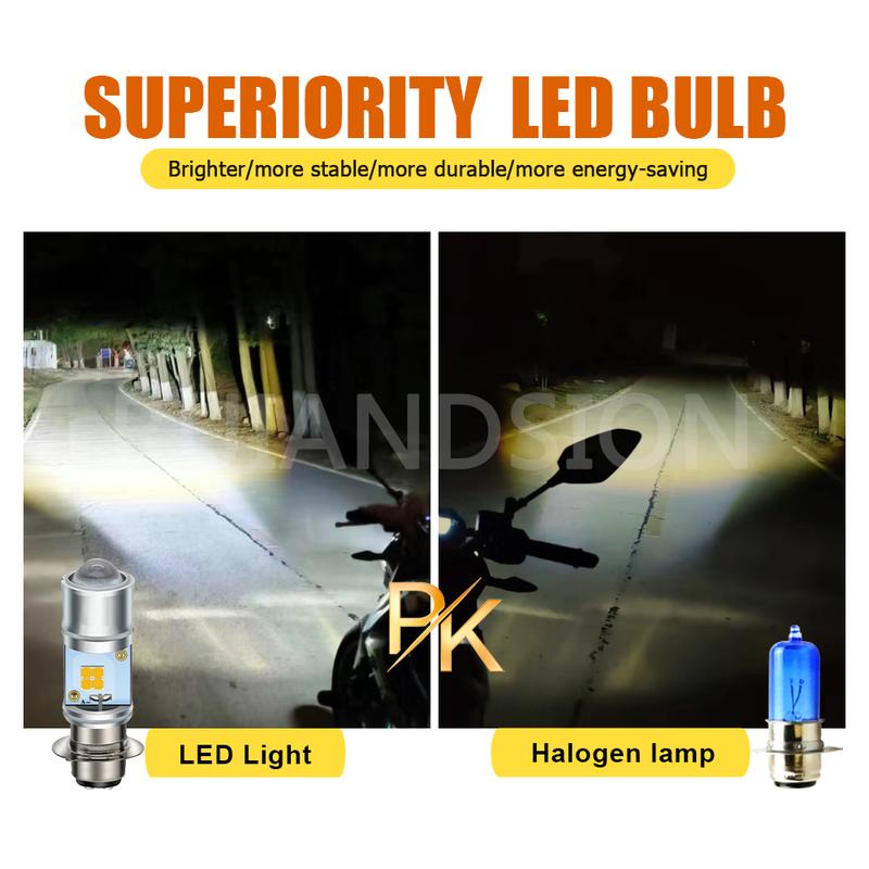 Product Introduction of Ruiandsion P15D H6M 25-1 25-3 Led Motorcycle Headlight Blubs 3030 9LED Chip for Motorcycle Spotlights Fog lamp White+Yellow DC/AC 9-60V 1/2pcs 12