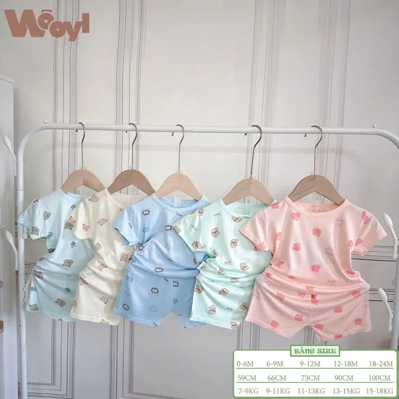 ) COMBO 5 BỘ CỘC PETIT THUN LẠNH NỀN MẦU CHO BÉ(hoạ tiết có thể thay đổi theo lô vải)