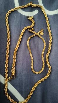 Product Review of Pintal Padu Rope Necklace COP916 Length 60CM Width 0.6CM Weight 55G - FREE Bracelet and Anklet - Bracelet Length 18CM - Ankle Chain Length 27CM - Gold plated jewelry - Durable - Hypoallergenic - XYPRETTY from A**a 2