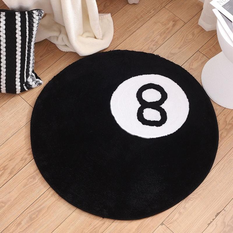 Plush 8 Ball Rug Creative Anti-slip Round 8 Ball Mat Skin Friendly ...