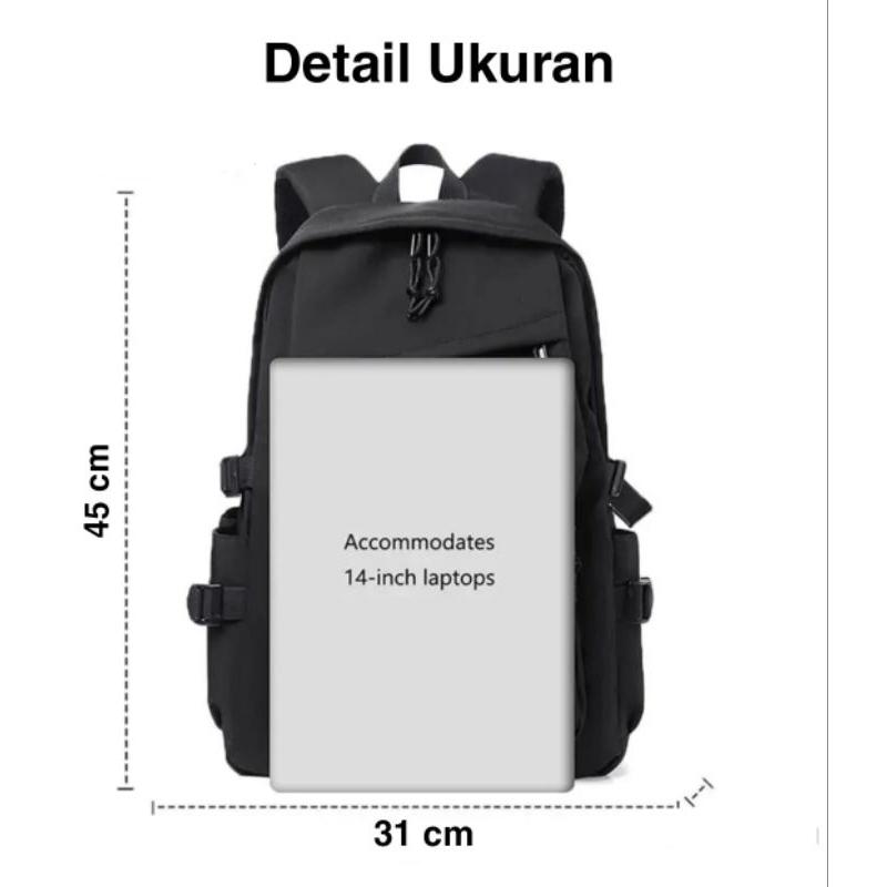 Ransel laptop waterproof backpack / tas distro unisex pria wanita / tas kerja fashion / tas sekolah 4