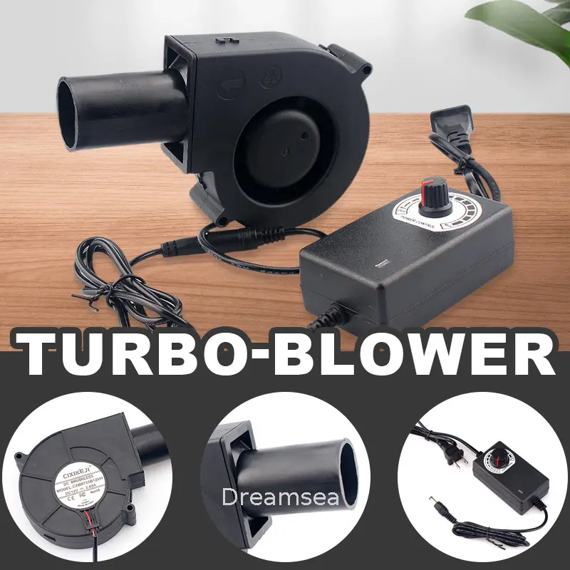 【DR】Kipas Blower Kompor Oli Bekas Memasak Mesin Keong Portabe Angin Udara Kecepatan Dapat Disesuaikan Termasuk Adaptor