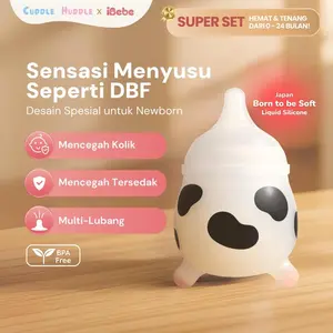{240 super set cocok utk new born }MooMoo ibebe ultra DBF 20 ultra soft 4in1 silicon Botol Susu Bayi Wide-Neck 150ml/240ml anti kolik BPA free COD Anti Pecah Newborn 0 3 6 9 bulan Sedotan Minum Bunda  teether antikolik
