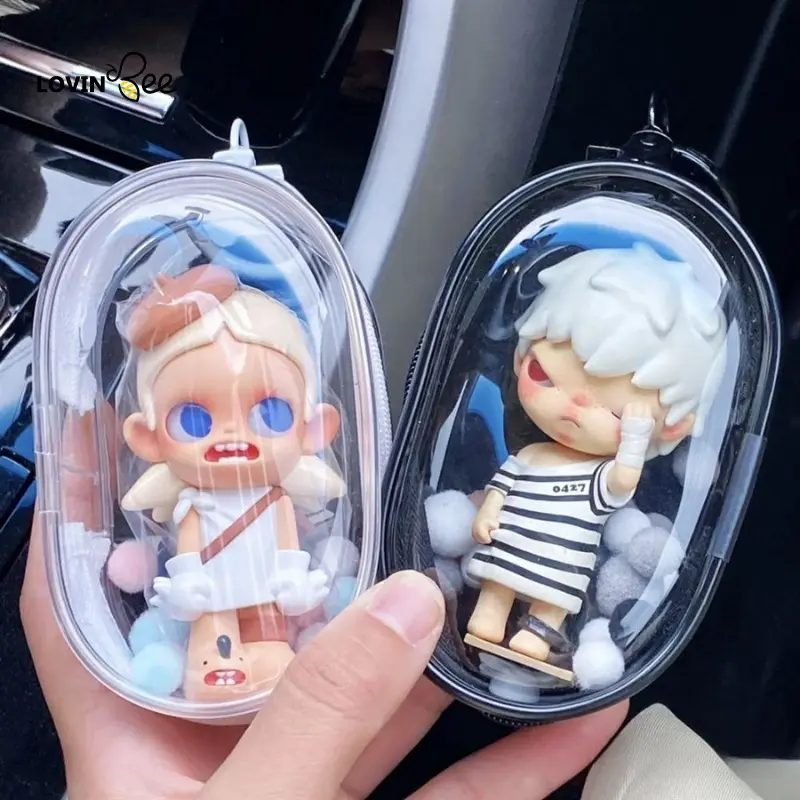 Kotak Penyimpanan Untuk Mini Action Figure Keychain Kacamata Kabel Data Charger Bahan PVC Bening Transparant Pouch Multi Fungsi