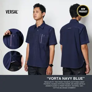 Versal The Finest- VORTA NAVY BLUE SHORT SELVEDGE SHIRT (Ready Stock)
