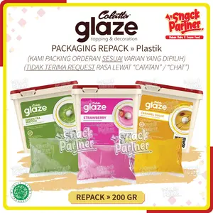 COLATTA GLAZE Repack 200 GR - Topping Selai Dark Coklat Choco Chocolate Crunchy Tiramisu Green Tea Matcha Cappucino Kapucino White Vanilla Strawberry Stroberi Banana Milk Pisang Susu Mango Mangga Caramel Dulce Karamel Collata