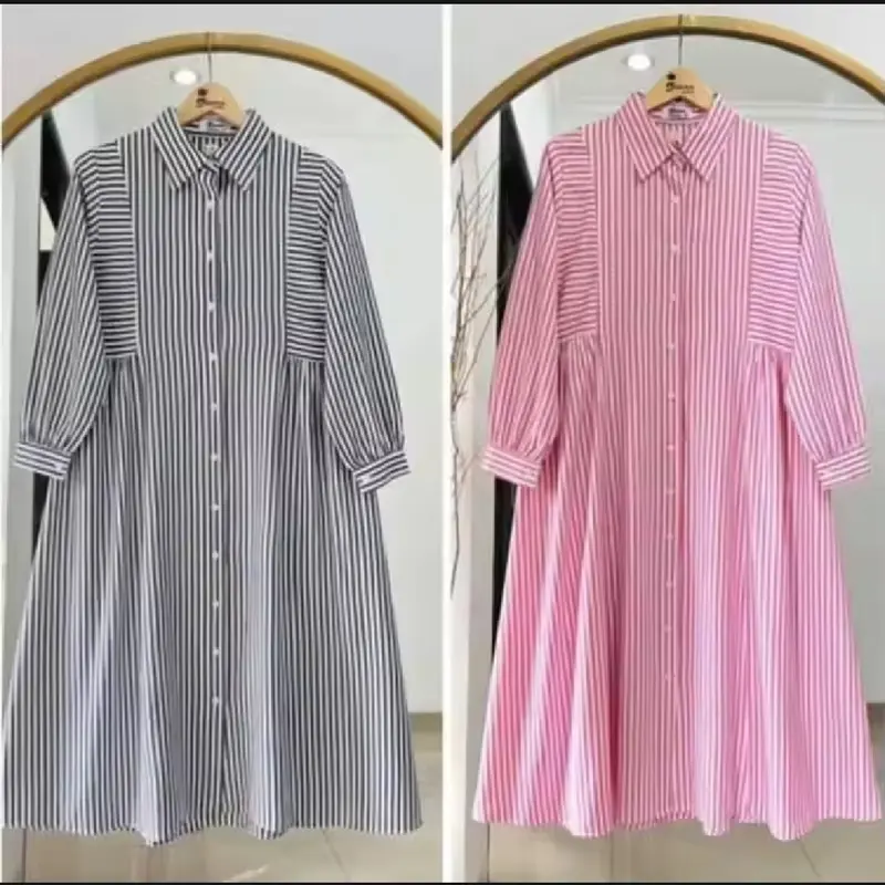 Tunik Karisa Salur/Tunik Kekinian/Tunik Trendy/Tunik Wanita Salur Katun Atasan Kancing 0
