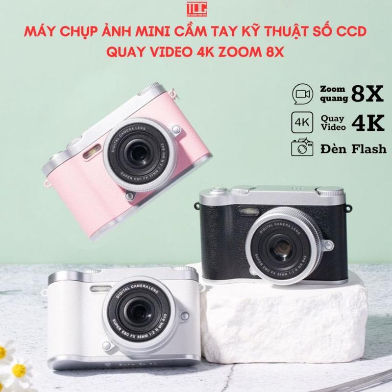 Máy chụp ảnh mini KÈM THẺ 512G TDHome retro kỹ thuật số CCD 4K cho học sinh Tongkhodochoi3