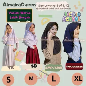 Kerudung  Muslim SEKOLAH INNOVA PITA SERUT KAOS PE SIZE S M L XL UNTUK ANAK TK SD SMP SMA Instan Pita Variasi Renda