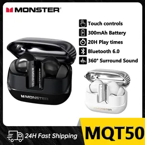 Monster MQT50 TWS In Ear Bluetooth Earphone Bluetooth 6.0 Noise Reduction Headphone Intelligent Touch Stereo Headset