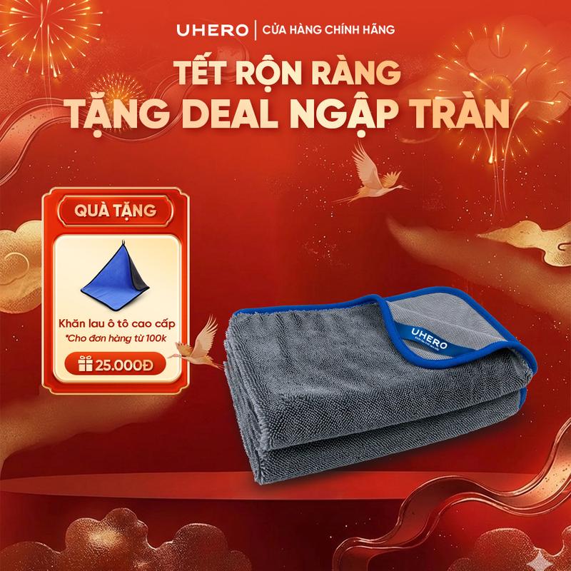  UHERO Khăn Lau Ô Tô 40x40cm Sợi Superfine Fiber 650gsm Thấm Hút Tốt Chống Trầy Xước Sơn Không Rụng Sợi Vải Phụ Kiện Lau Xe KL02 