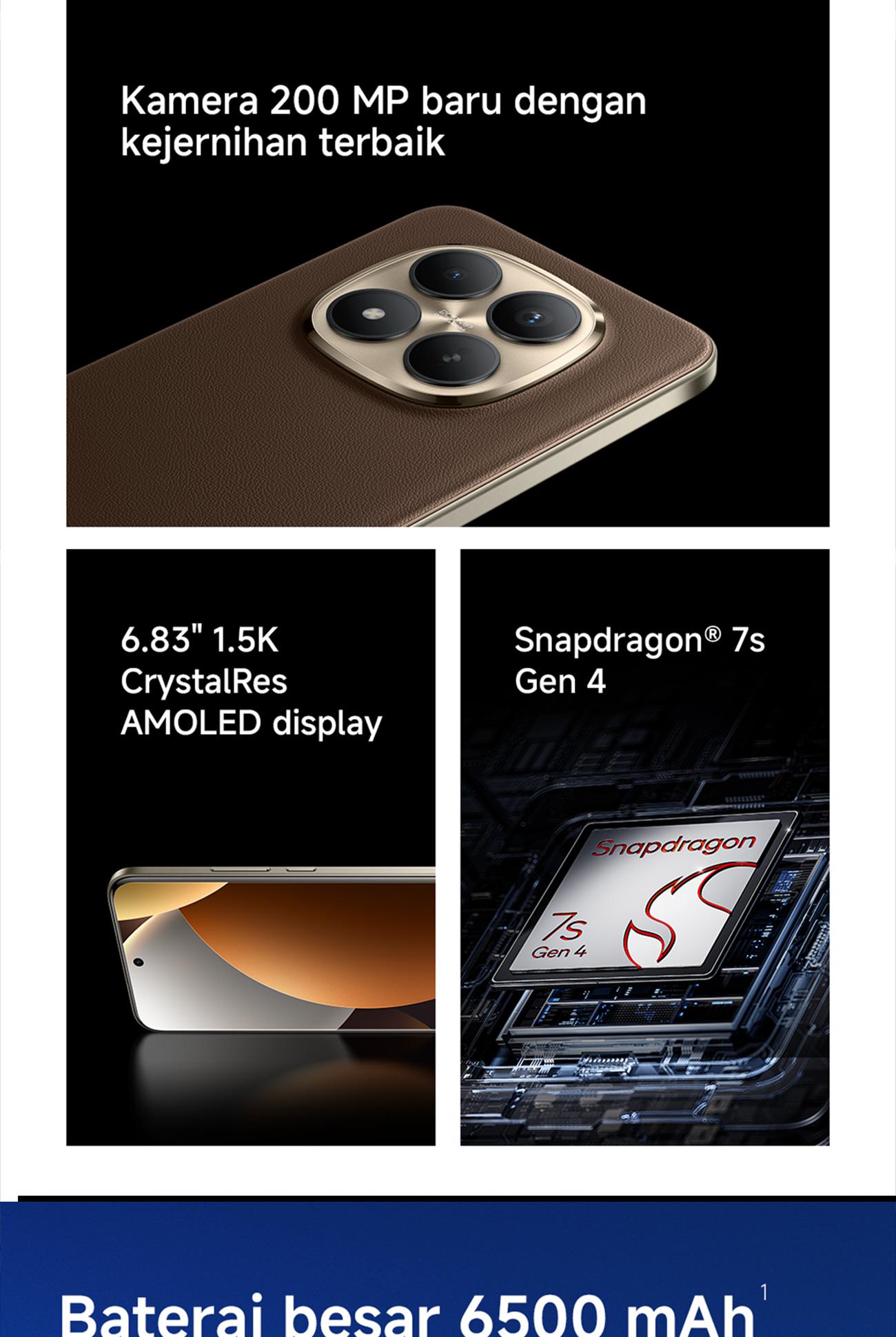 Xiaomi Redmi Note 15 Pro+ 5G (8/256 GB) (12/512 GB) | Baterai 6500mAh dengan HyperCharge 100W | Corning Gorilla Glass Victus 2 | IP69K Ketahanan debu dan air | Kamera baru 200MP dengan kejernihan ultra | Layar AMOLED CrystalRes 6,83" 1.5K[Xiaomi Official]