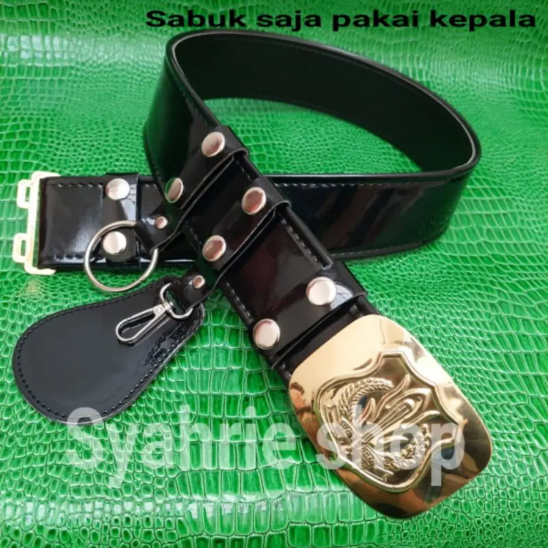 kopel satpam sabuk security kulit hitam polos mengkilap 3