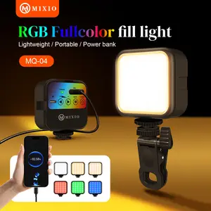 MIXIO MQ-04 LED Selfie Light Portable Clip RGB With Powerbank Usb Charging Mini Led Light Video Lampu Selfie Portable LAMPU Camera Hp