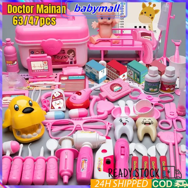 【24H】47/63/73Pcs Mainan Anak Doctor Koper Mainan Anak Anak Perempuan Dokter Dokteran Set Lengkap PlaySet Mainan Edukasi Kids Toy mainana  nakperempuan 1