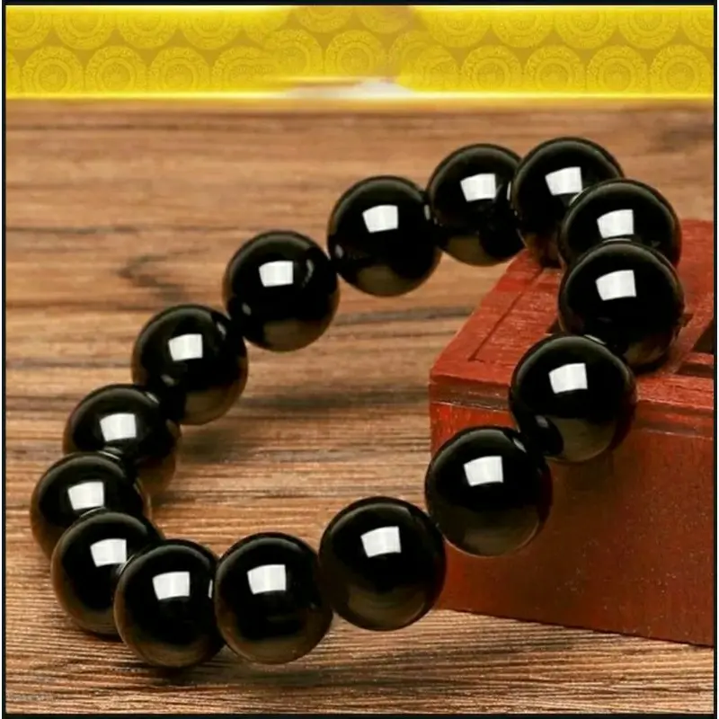 Gelang Tangan Giok Hitam | Gelang Tangan Kesehatan Ukuran 14mm