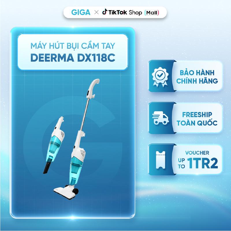Máy Hút Bụi Cầm Tay Deerma DX118C phiên bản 600W - 15000Pa - 3 đầu hút tiện lợi - Bảo hành chính hãng | Giga Digital Làm Sạch