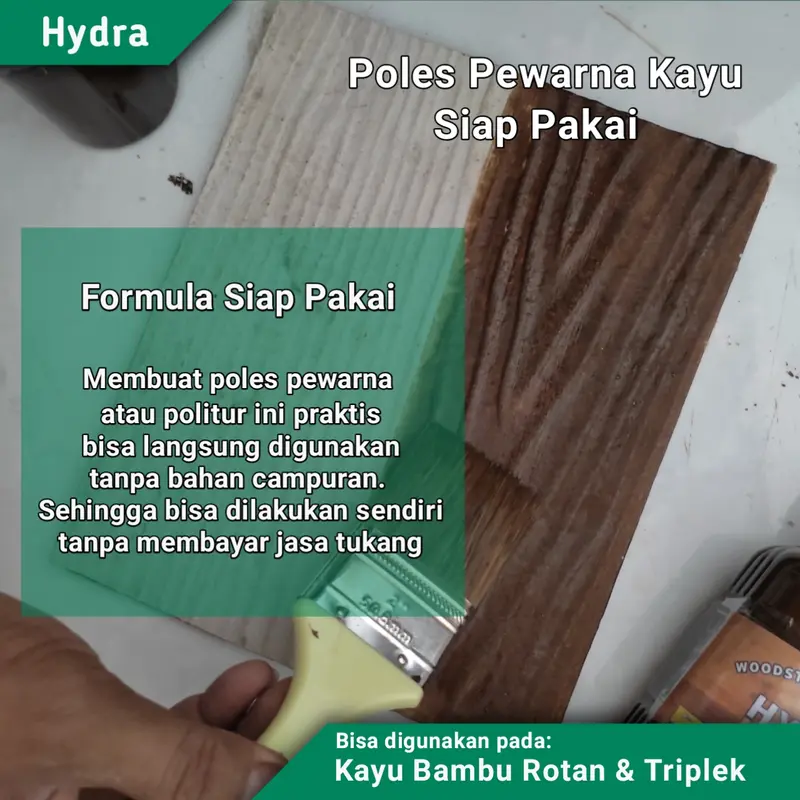Poles Pewarna Kayu Siap Pakai Cat Plitur Kayu Murah 250ml Politur Waterbased 2