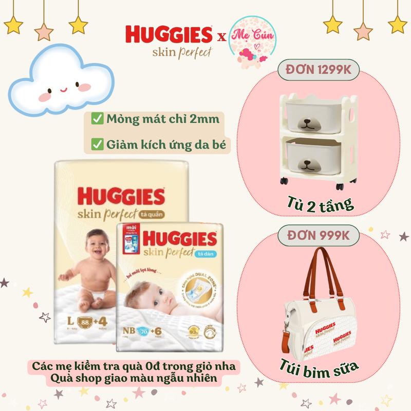 TÃ DÁN, TÃ QUẦN HUGGIES SKIN PERFECT NB70, S54, M76, L66, XL58, XXL54 MẪU MỚI Cho Bé Bỉm Quần Voi Đồ Chơi