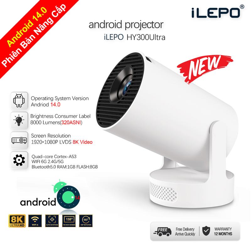  Máy chiếu mini HY300ULTRA android 14 độ sáng 320 ANSI  phiên bản nâng cấp tích hợp loa  xem phim giải trí gia đình bảo hành 1 đổi 1 