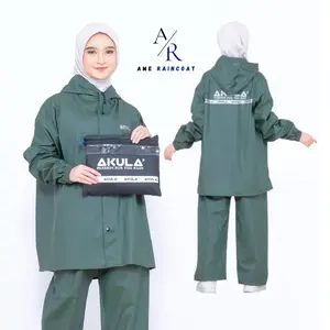 Jas Hujan Akula Setelan Baju Celana Pria Wanita Anti Rembes ARMY