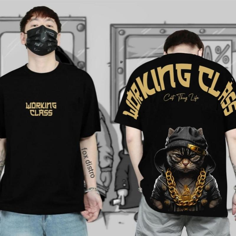 Product Introduction of Atasan Kaos T-Shirt Pria Distro Streetwear Motif CAT WORKING Warna Hitam Lengan Pendek Terbaru Bahan Katun 6