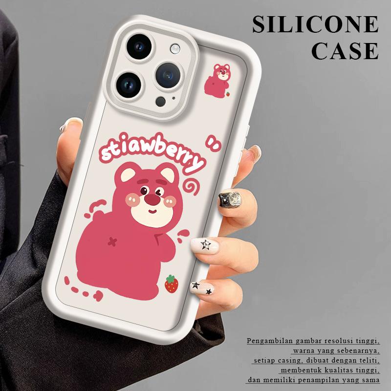 Casing hp softcase  cover cocok untuk semua tipe iphone oppo vivo samsung infinix realme redmi case stiawberry bear JTK0079 1
