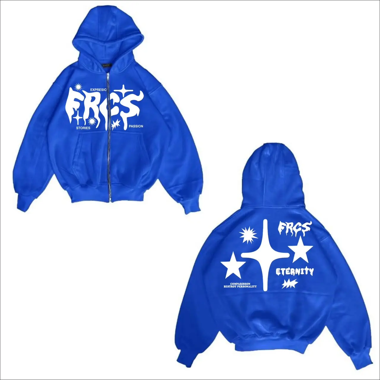 Lucreous.co - Jacket Hoodie Zipper Boxy Frcs Eternity Electric Blue Edition - Hoodie Pria dan Wanita - Distro Premium Quality Katun 280gs Bahan Tebal Nyaman Dipakai