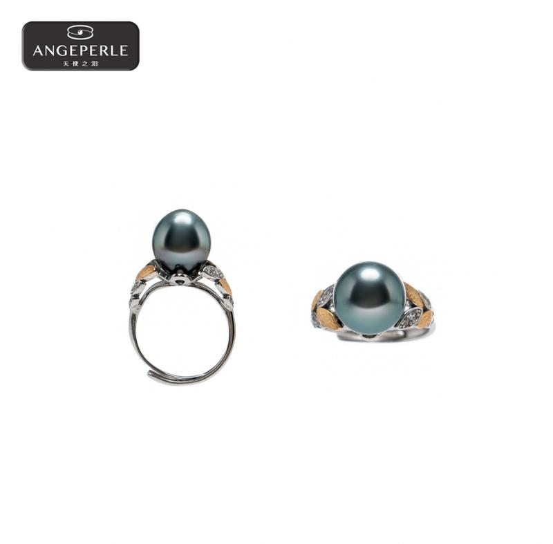 Product Introduction of ANGEPERLE S925 silver saltwater pearl Tahitian ring(TSZZN87) 0