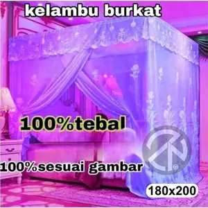 Kelambu BUrkat Motif Bunga Premium 180x200