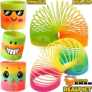 ( BISA COD ) PROMO Mainan Anak Magic Spring Slinky Rainbow Pelangi Emoticon Emotikon Emoji LUCU / Mainan Yoyo Cincin / Mainan Edukasi Anak / Mainan Anak Laki Laki / Mainan Anak Perempuan SNI Murah