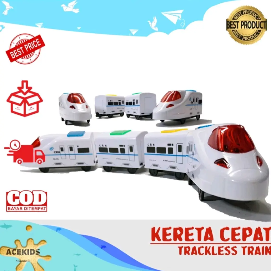Mainan Track Simulation Train Kereta cepat Baterai Lampu