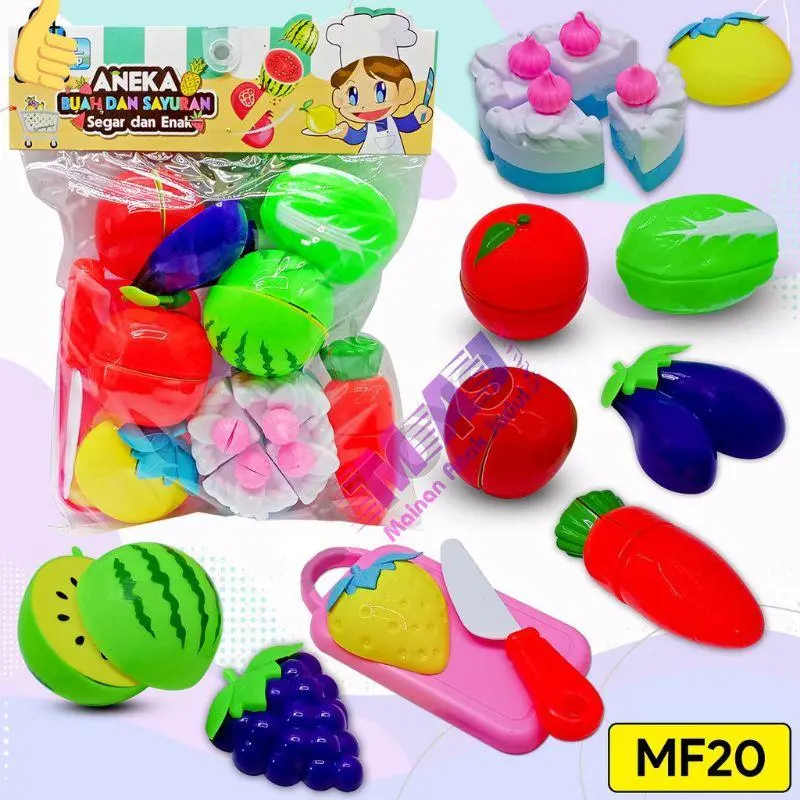 Mainan buah sayur potong segar pakai perekat / mainan anak perempuan masakan bahan berkualitas SNI Plastik Toys mainan  buah