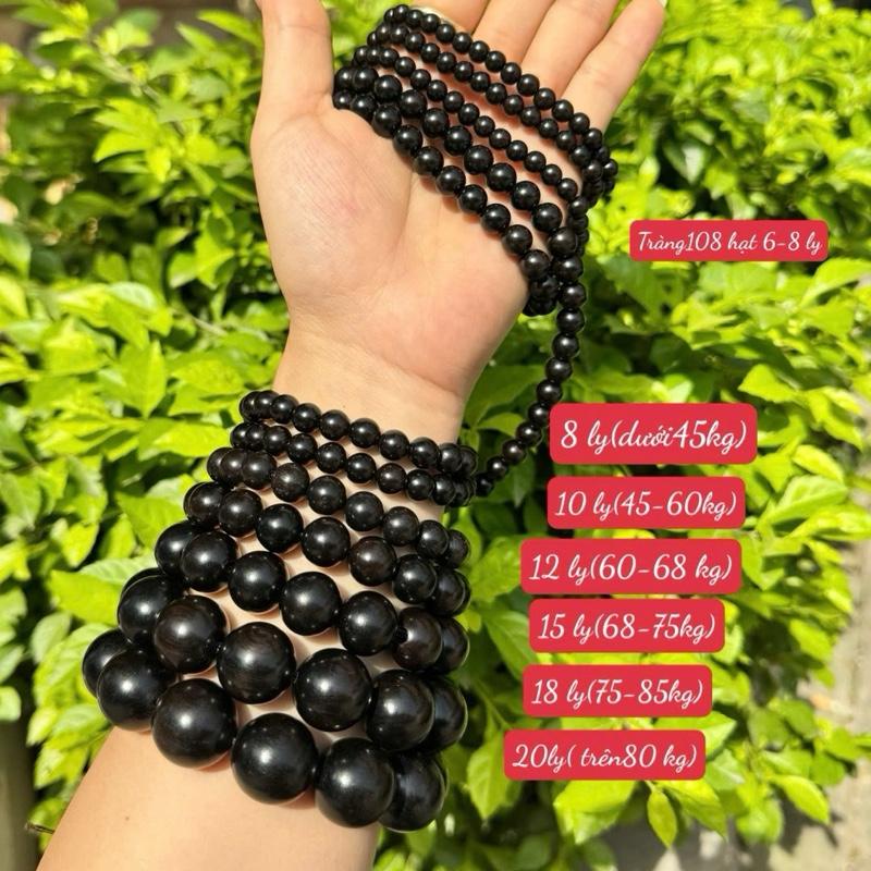Vòng tay gỗ mun sừng chìm nuớc đen bóng size 6-20 mm phong thuỷ trang sức  Đeo Tay Phụ Kiện Hoa 2