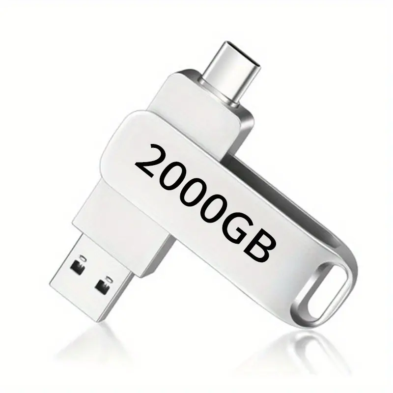 Ổ đĩa Lung Linh Type-C, dung lượng 2TB, 2 trong 1, USB 3.0 và USB C, Thanh bộ nhớ tốc độ cao, Chất liệu hợp kim kẽm, Phong cách xoay 360, Ổ đĩa Ngón Tay Cái Cầm Tay 128GB, Tương thích với điện thoại Android, Máy tính, MacBook, Máy tính bảng, PC usb  1tb