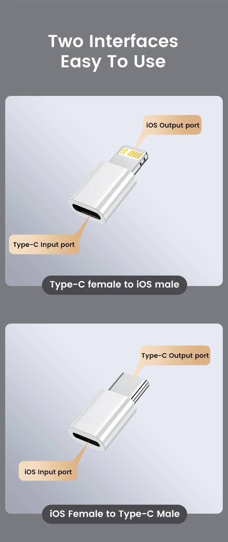 Product Introduction of Toocki OTG Type C To iOS Adapter For ios Female To USB C Male Fast Charging Adaptador For iPhone 14 Pro Laptop Converter 11
