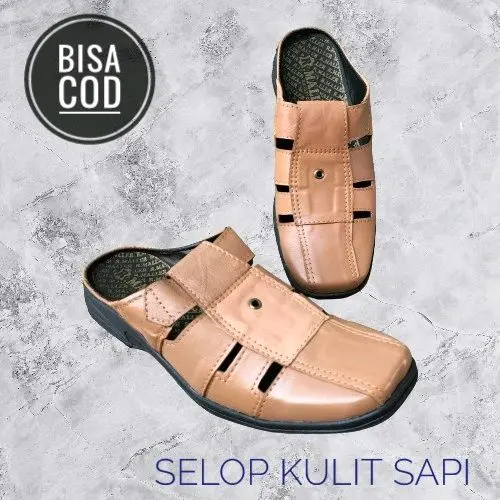 Sendal Bustong Kulit Pria Terbaru - Sepatu Sandal Selop Kulit Pria Kasual - Shoes 6