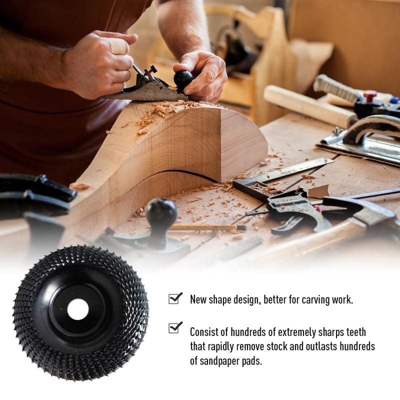 Product Introduction of 4 Inch Grinder Wheel Disc Wood Shaping Wheel Wood Grinding Shaping Disk 16/22mm Curved Grinding Disc Sanding Carving Rotary Tool 58