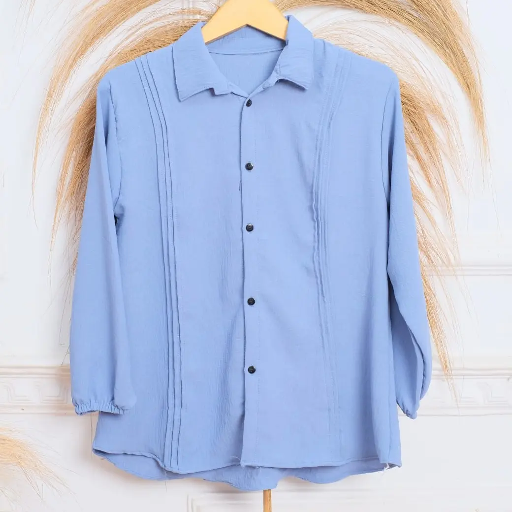 Beli Lokal Kemeja Wanita Kringkel Polos Motif Serut Depan