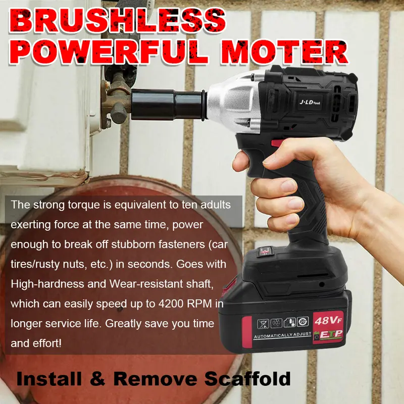 JLD Cordless Impact Wrench 48S Hanya Mesin,brushless impact baterai Torsi 350N.M impact pembuka baut,88V impact baterai,impact jld tool 88v original 4