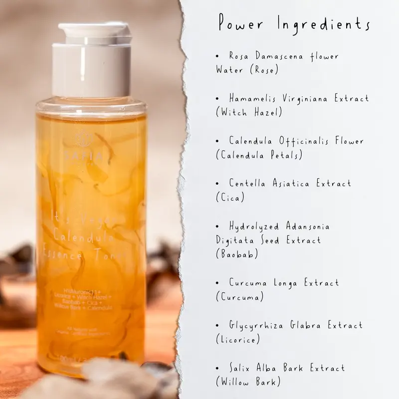 Safia Natural It's Vegan Calendula Essence Toner with 11 types of Hyaluronic Acid 2