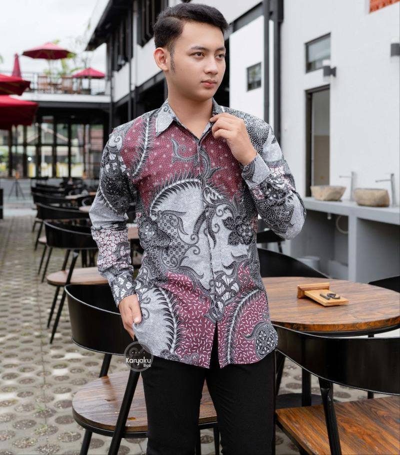 Product Introduction of Baju Kemeja Batik Pria Slimfit Elegant Lengan Panjang Bahan Katun Lembut Nyaman Motif Terbaru Seragam Kerja 8