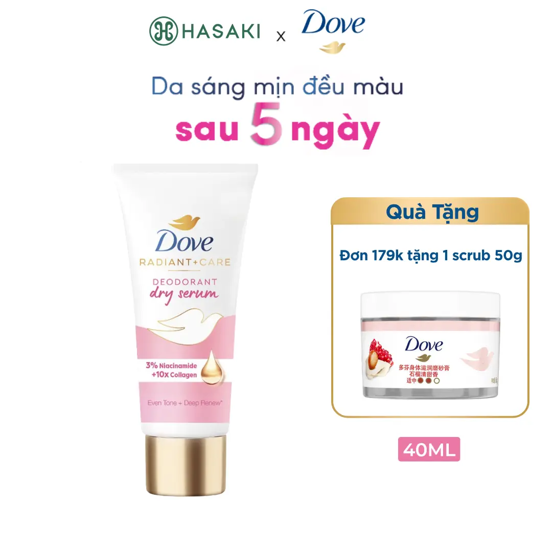 Serum Ngăn Mùi Dove 40ml Deodorant Dry Serum 3% Niacinamide + 10X Collagen