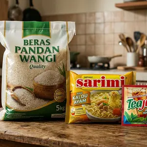 Paket hemat beras 1 Liter, Mie sarimi 5 dan tea jus 1 renceng
